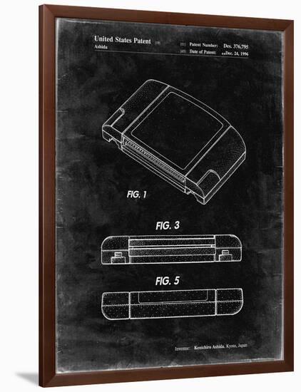 PP451-Black Grunge Nintendo 64 Game Cartridge Patent Poster-Cole Borders-Framed Premium Giclee Print