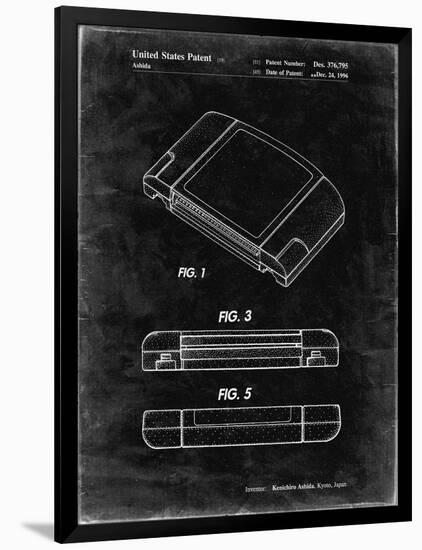 PP451-Black Grunge Nintendo 64 Game Cartridge Patent Poster-Cole Borders-Framed Premium Giclee Print