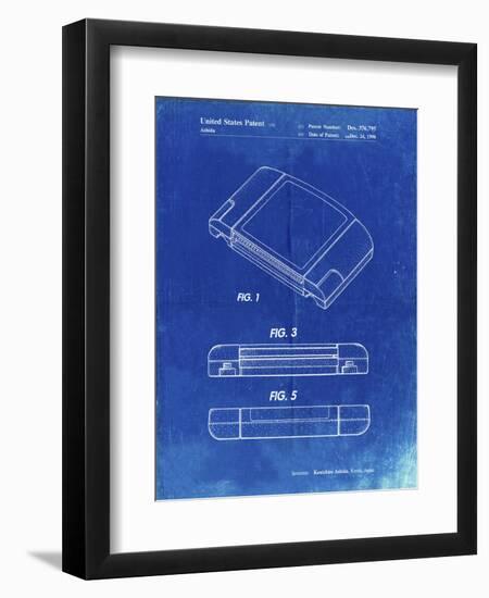 PP451-Faded Blueprint Nintendo 64 Game Cartridge Patent Poster-Cole Borders-Framed Premium Giclee Print