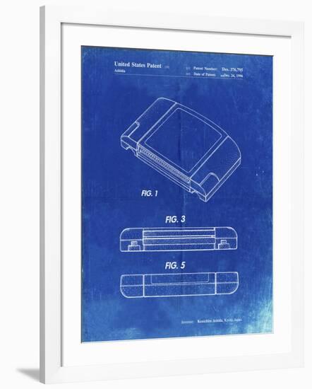 PP451-Faded Blueprint Nintendo 64 Game Cartridge Patent Poster-Cole Borders-Framed Giclee Print