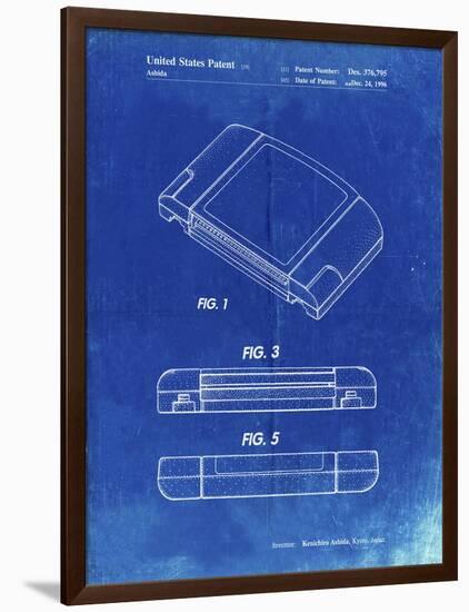 PP451-Faded Blueprint Nintendo 64 Game Cartridge Patent Poster-Cole Borders-Framed Premium Giclee Print