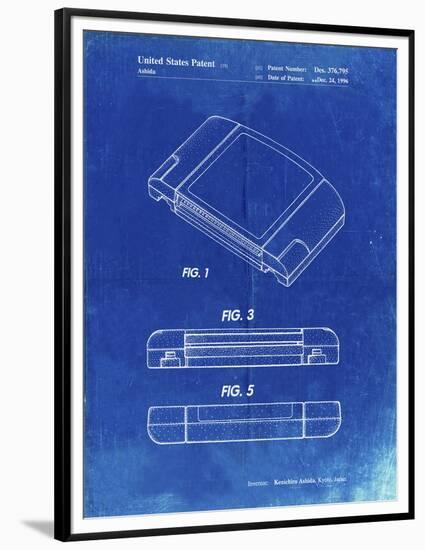 PP451-Faded Blueprint Nintendo 64 Game Cartridge Patent Poster-Cole Borders-Framed Premium Giclee Print
