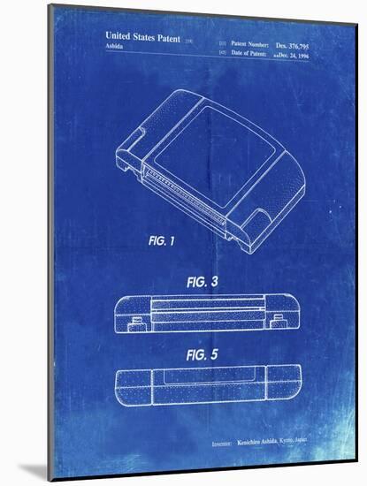 PP451-Faded Blueprint Nintendo 64 Game Cartridge Patent Poster-Cole Borders-Mounted Giclee Print