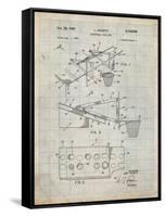 PP454-Antique Grid Parchment Basketball Adjustable Goal 1962 Patent Poster-Cole Borders-Framed Stretched Canvas