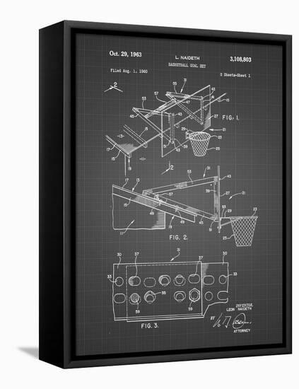 PP454-Black Grid Basketball Adjustable Goal 1962 Patent Poster-Cole Borders-Framed Stretched Canvas