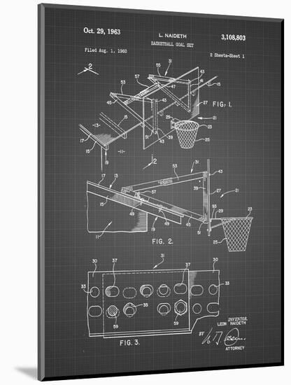 PP454-Black Grid Basketball Adjustable Goal 1962 Patent Poster-Cole Borders-Mounted Giclee Print