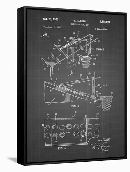 PP454-Black Grid Basketball Adjustable Goal 1962 Patent Poster-Cole Borders-Framed Stretched Canvas