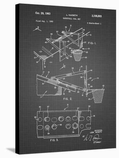 PP454-Black Grid Basketball Adjustable Goal 1962 Patent Poster-Cole Borders-Stretched Canvas