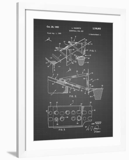 PP454-Black Grid Basketball Adjustable Goal 1962 Patent Poster-Cole Borders-Framed Giclee Print