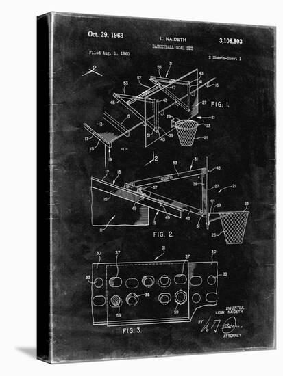 PP454-Black Grunge Basketball Adjustable Goal 1962 Patent Poster-Cole Borders-Stretched Canvas