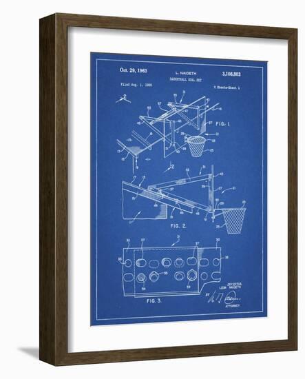 PP454-Blueprint Basketball Adjustable Goal 1962 Patent Poster-Cole Borders-Framed Giclee Print