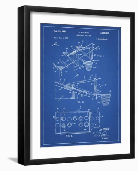 PP454-Blueprint Basketball Adjustable Goal 1962 Patent Poster-Cole Borders-Framed Giclee Print