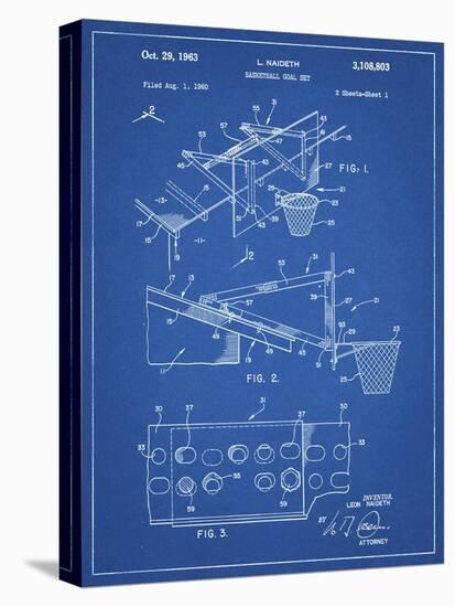 PP454-Blueprint Basketball Adjustable Goal 1962 Patent Poster-Cole Borders-Stretched Canvas