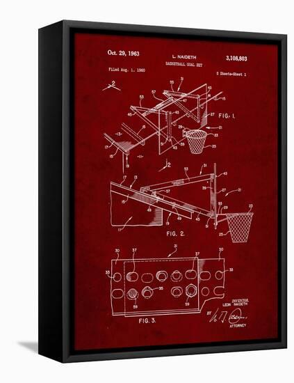 PP454-Burgundy Basketball Adjustable Goal 1962 Patent Poster-Cole Borders-Framed Stretched Canvas