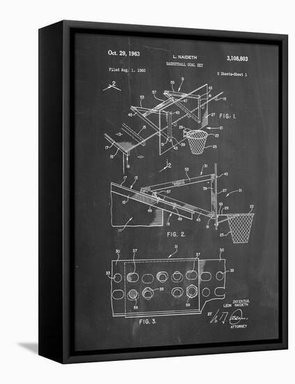 PP454-Chalkboard Basketball Adjustable Goal 1962 Patent Poster-Cole Borders-Framed Stretched Canvas