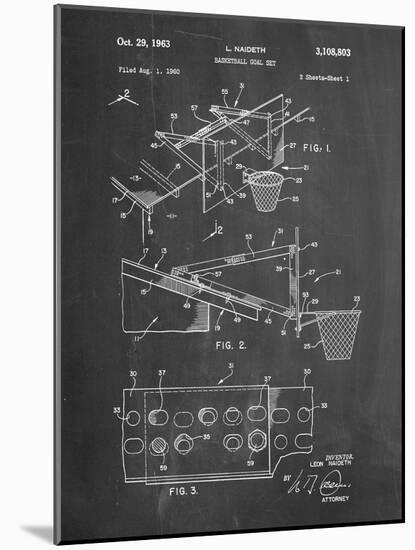 PP454-Chalkboard Basketball Adjustable Goal 1962 Patent Poster-Cole Borders-Mounted Giclee Print