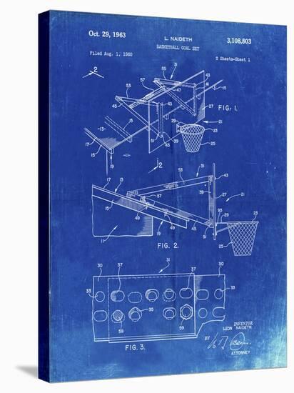 PP454-Faded Blueprint Basketball Adjustable Goal 1962 Patent Poster-Cole Borders-Stretched Canvas