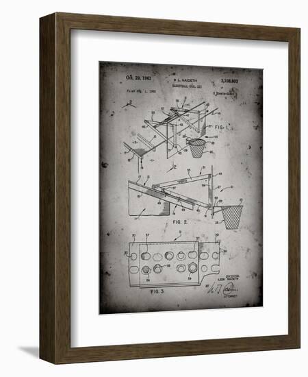 PP454-Faded Grey Basketball Adjustable Goal 1962 Patent Poster-Cole Borders-Framed Giclee Print