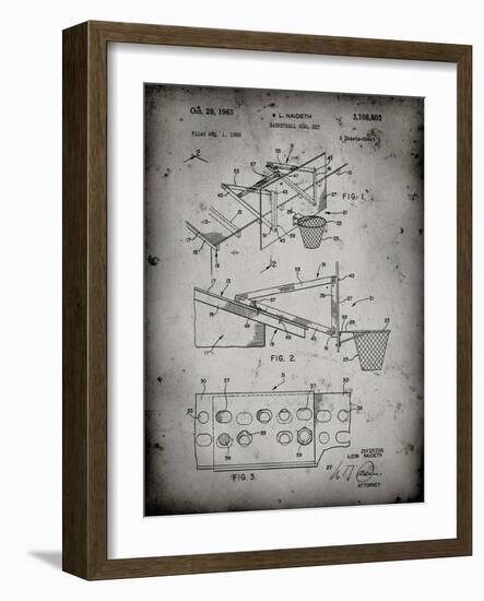 PP454-Faded Grey Basketball Adjustable Goal 1962 Patent Poster-Cole Borders-Framed Giclee Print