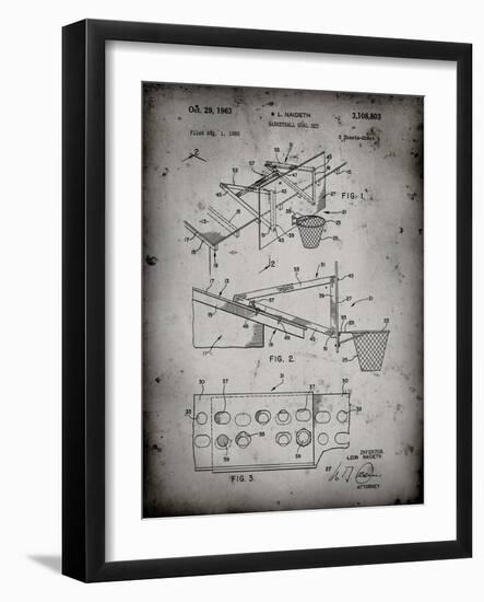 PP454-Faded Grey Basketball Adjustable Goal 1962 Patent Poster-Cole Borders-Framed Giclee Print