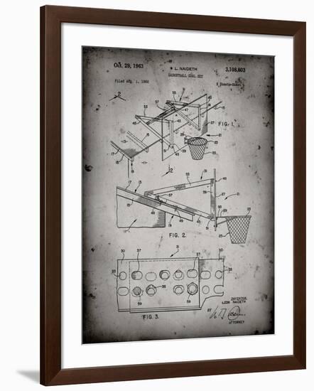PP454-Faded Grey Basketball Adjustable Goal 1962 Patent Poster-Cole Borders-Framed Giclee Print