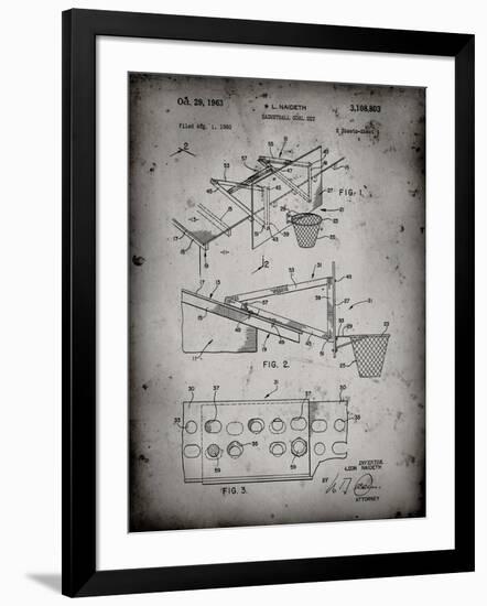 PP454-Faded Grey Basketball Adjustable Goal 1962 Patent Poster-Cole Borders-Framed Giclee Print