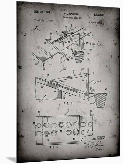 PP454-Faded Grey Basketball Adjustable Goal 1962 Patent Poster-Cole Borders-Mounted Giclee Print