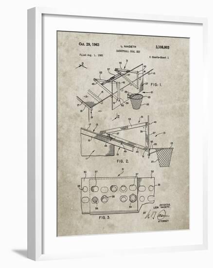 PP454-Sandstone Basketball Adjustable Goal 1962 Patent Poster-Cole Borders-Framed Giclee Print