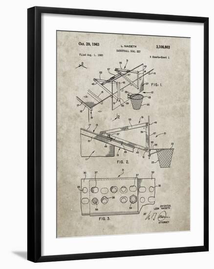 PP454-Sandstone Basketball Adjustable Goal 1962 Patent Poster-Cole Borders-Framed Giclee Print