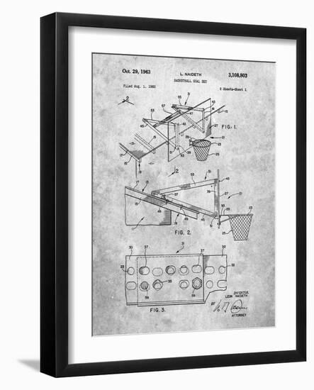 PP454-Slate Basketball Adjustable Goal 1962 Patent Poster-Cole Borders-Framed Giclee Print