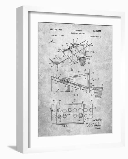 PP454-Slate Basketball Adjustable Goal 1962 Patent Poster-Cole Borders-Framed Giclee Print