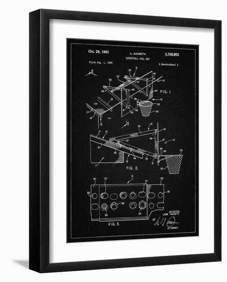 PP454-Vintage Black Basketball Adjustable Goal 1962 Patent Poster-Cole Borders-Framed Giclee Print