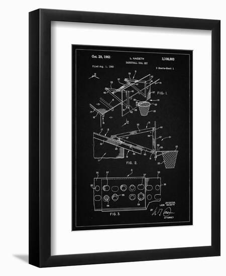 PP454-Vintage Black Basketball Adjustable Goal 1962 Patent Poster-Cole Borders-Framed Premium Giclee Print