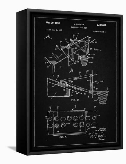 PP454-Vintage Black Basketball Adjustable Goal 1962 Patent Poster-Cole Borders-Framed Stretched Canvas