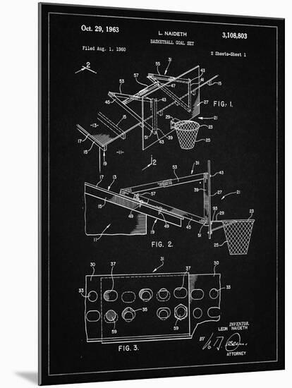 PP454-Vintage Black Basketball Adjustable Goal 1962 Patent Poster-Cole Borders-Mounted Giclee Print