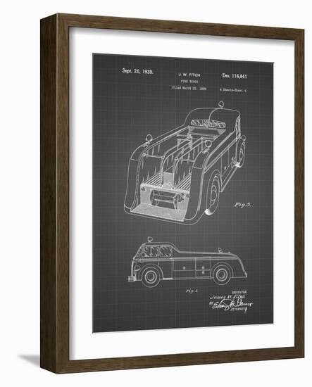 PP462-Black Grid Firetruck 1939 Two Image Patent Poster-Cole Borders-Framed Giclee Print