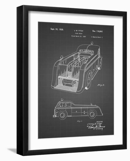 PP462-Black Grid Firetruck 1939 Two Image Patent Poster-Cole Borders-Framed Giclee Print