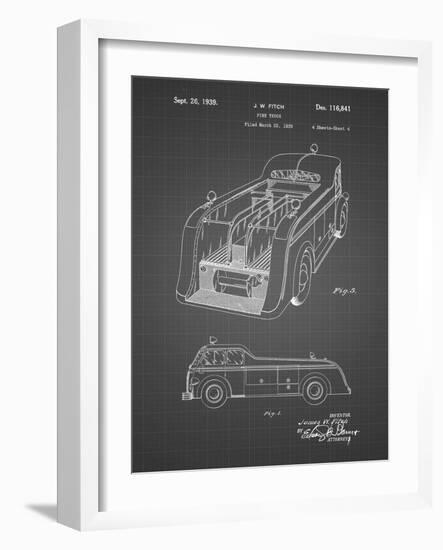 PP462-Black Grid Firetruck 1939 Two Image Patent Poster-Cole Borders-Framed Giclee Print