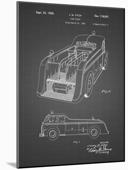 PP462-Black Grid Firetruck 1939 Two Image Patent Poster-Cole Borders-Mounted Giclee Print