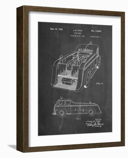 PP462-Chalkboard Firetruck 1939 Two Image Patent Poster-Cole Borders-Framed Giclee Print