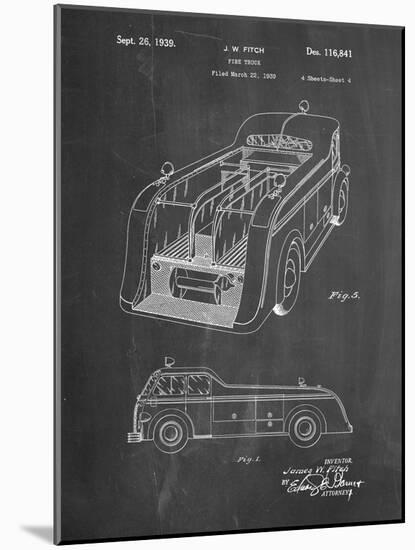 PP462-Chalkboard Firetruck 1939 Two Image Patent Poster-Cole Borders-Mounted Giclee Print
