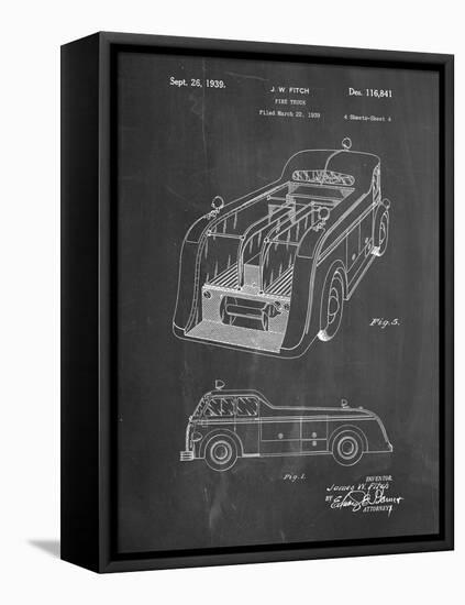 PP462-Chalkboard Firetruck 1939 Two Image Patent Poster-Cole Borders-Framed Stretched Canvas