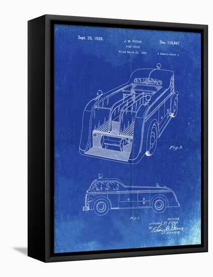 PP462-Faded Blueprint Firetruck 1939 Two Image Patent Poster-Cole Borders-Framed Stretched Canvas