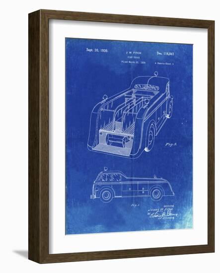 PP462-Faded Blueprint Firetruck 1939 Two Image Patent Poster-Cole Borders-Framed Giclee Print