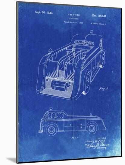 PP462-Faded Blueprint Firetruck 1939 Two Image Patent Poster-Cole Borders-Mounted Giclee Print