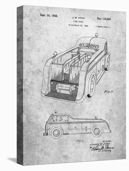 PP462-Slate Firetruck 1939 Two Image Patent Poster-Cole Borders-Stretched Canvas