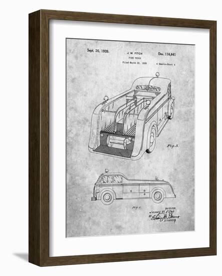 PP462-Slate Firetruck 1939 Two Image Patent Poster-Cole Borders-Framed Giclee Print