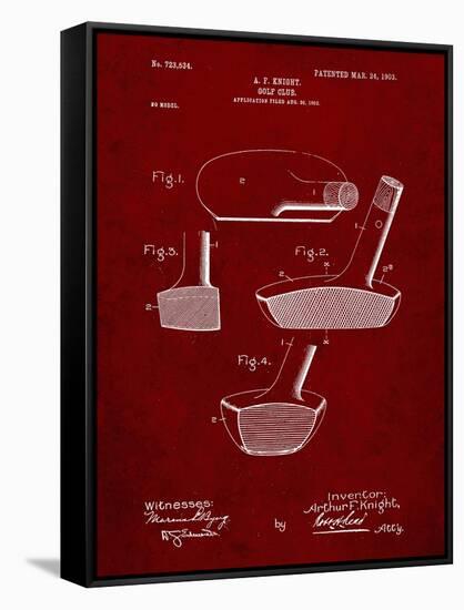 PP475-Burgundy Antique Golf Putter 1903 Patent Poster-Cole Borders-Framed Stretched Canvas