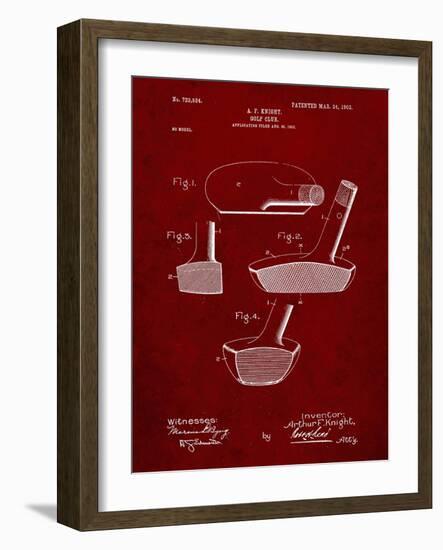 PP475-Burgundy Antique Golf Putter 1903 Patent Poster-Cole Borders-Framed Giclee Print