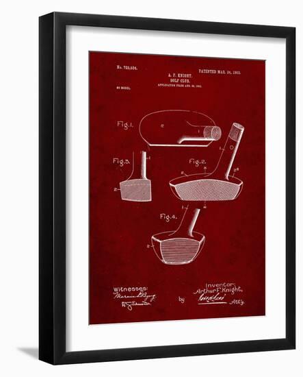 PP475-Burgundy Antique Golf Putter 1903 Patent Poster-Cole Borders-Framed Giclee Print
